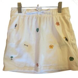 Girls Polo Ralph Lauren white tropical embroidered pull on skirt